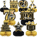 9 Pcs 75th Birthday Decoration 75 Birthday Party Decorations for Men Women 75 Years Birthday Tables Decorations Cheers to 1950 Centerpieces Honeycomb Black and Gold 75th Birthday Party Favors