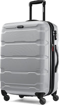 Samsonite Omni PC Hardside Expandable Luggage with Spinner Wheels, Silver, Checked-Medium 24-Inch