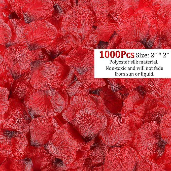 Golray 40 Pack I Love You Balloons and Heart Balloons Kit with 1000 Pcs Dark-Red Silk Rose Petals Wedding Flower Decoration Love-Bear Red Heart Balloons for Valentine Day Party Decorations
