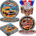 168PCS Race Car Party Supplies for Boys Plates and Napkins Cups Straws for Birthday Hot Car Party Themes for Kids Boys Racer Tableware Set 24 Guests