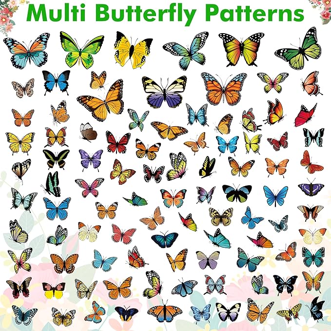 79PCS Colorful Butterfly Window Clings, Butterfly Decorations, Double Sided Window Decals to Prevent Bird Strikes, Multi Patterns Colors Butters Stickers for Home Decor Glass Door