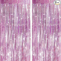 Pink Backdrops Curtains Party Decorations, Tinsel Streamers Birthday Decoration for Sweet 16 Women, Photo Booth Props for Wedding, Princess, 2Pack 3.28X6.56Ft