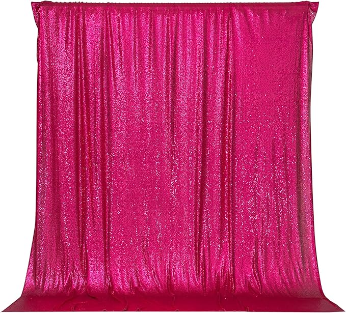 PartyDelight Hot Pink Sequin Backdrop 6x8ft - High Density 3mm Shimmer Sequin Background with 4-Inch Rod Pocket, Sparkly Photography Curtain for Wedding, Bachelorette Party & Event Decor