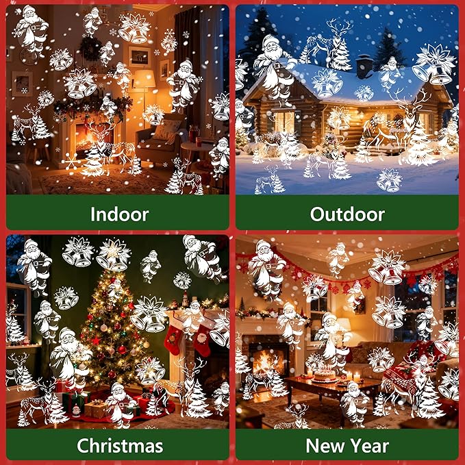 Christmas Projector Lights Outdoor, 3D Dynamic Christmas Light Projector Outdoor Christmas Lights, Landscape Decorative Lighting Waterproof for Yard Wall Holiday Xmas New Year Decorations
