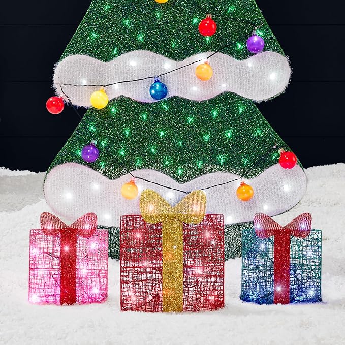 Best Choice Products 6ft Lighted 2D Christmas Tree Outdoor Décor, Large Holiday Yard Decoration w/ 170 Twinkling LED Lights, Storage Bag - Multicolor