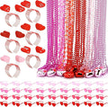 Kanayu 108 Pcs Valentines Day Accessories 36 Valentines Heart Headbands 36 Heart Shaped Sunglasses 36 Bead Necklaces for Valentine Party Favors Supplies Bachelorette Decorations(Red Pink)