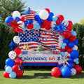 Patriotic balloons Red White and Blue balloon garland arch kit 130+pcs with star print and flag mylar balloon for 4th of july independent day party veterans day decorations