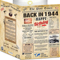 82nd Birthday Cards for Men & Women - Back In 1944 Newspaper (Bday Card + Envelope) Large HAPPY BIRTHDAY Decorations for Her Him Vintage Funny card for Wife Husband & Grandparents 82 years