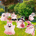 MISS FANTASY Halloween Yard Decorations - Pink Halloween Decorations Halloween Ghost Yard Stakes Outdoor Hallowe'en Yard Signs Outdoor Decorations Cute Ghost Witch Pumpkin Boo Bat Sign for Lawn Garden