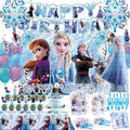 122 PCS Elegant Birthday Party Supplies, Party Decorations Include Tablecloth, Paper Tableware, Stickers, Backdrop, Banner, Balloons, Hanging Swirl for Adult