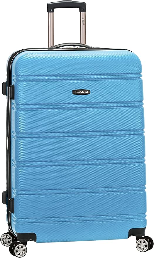 Rockland Melbourne Hardside Expandable Spinner Wheel Luggage, Checked Large 28", Turquoise
