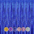 QRabbit 4 Pack Backdrop Curtains, Blue Foil Fringe Curtain Tinsel Backdrop, Party Streamers for Birthday Graduation Engagement Wedding Baby Shower Christmas Party Decorations