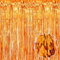 6 Pack Orange Foil Fringe Curtains Backdrop, 3.28 x 9.8 Ft Metallic Streamers Tinsel Curtains Background for Photo Booth, Birthday, Halloween, Christmas, Thanksgiving, New Year Party Decorations
