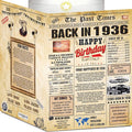 90th Birthday Cards for Men & Women - Back In 1936 Newspaper (Bday Card + Envelope) Large HAPPY BIRTHDAY Decorations for Her Him Vintage Funny card for Wife Husband & Grandparents 90 years