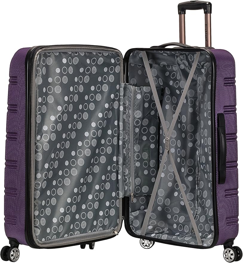 Rockland Melbourne Hardside Expandable Spinner Wheel Luggage, Checked Large 28", Purple
