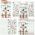 Spring Religious Party Favor Bag - 50Pcs Christian Cross Bible Floral Goodie Candy Treat Gift Bags Spring Flower Religious Party Supplies for Birthday Valentine's Day Easter Sunday School Church Gift