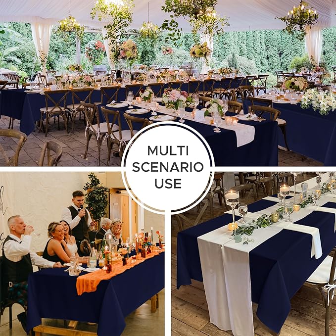 Fitable 8 Pack Rectangle Tablecloths: Stain Resistant Wrinkle Free Circle Table Clothes, Washable Reusable Polyester Table Covers for Wedding Party Birthday Banquet Reception(Navy, 60x102 Inch)