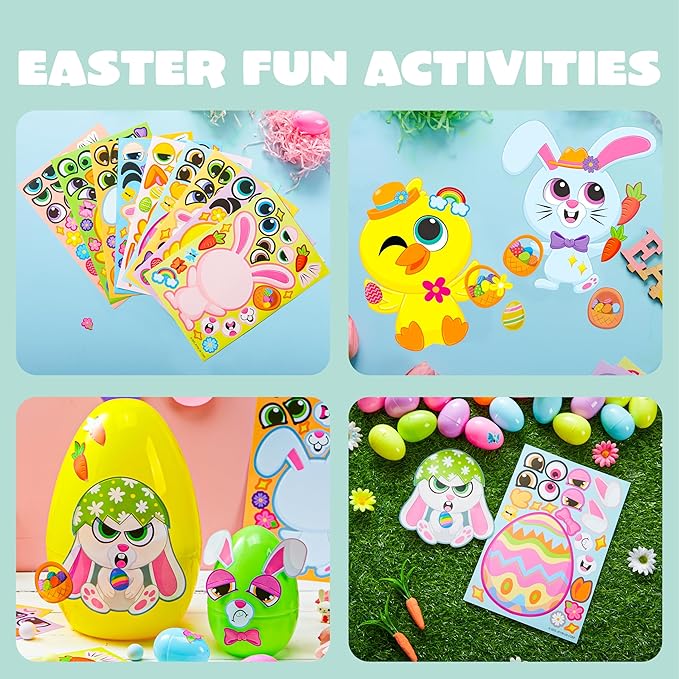 JOYIN 36 Sheet Easter Stickers Match Make a Face Stickers with Chick Bunny Sheep Egg Pattern, for Kids, Decorations for Water Bottle, Basket Stuffers,Classroom Prizes Easter Egg Hunt