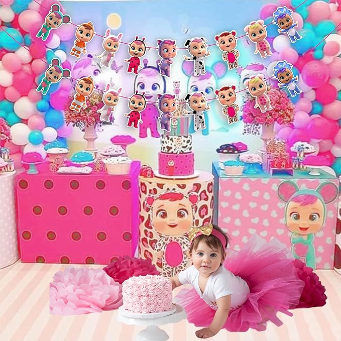 CRI Babes Garland Decoration - Banner for Birthday Party, Cartoon Theme Hanging Party Decoration for Home, Event, Dessert Table Backdrop and Celebration Wall Décor Supplies