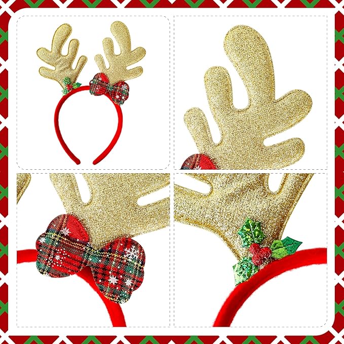 MGparty 12 Pieces Christmas Headbands Christmas Parties Favors Decoration Supplies Xmas Gifts Photo Booth Xmas Tree Snowman Reindeer Antlers Santa Hat