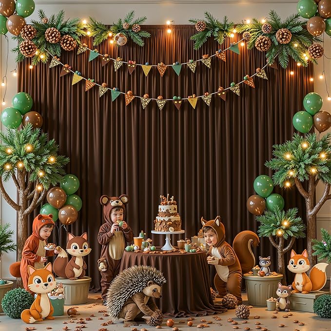 8x10FT Dark Brown Backdrop Curtains for Wedding Parties, Wrinkle Free Polyester Photography Backdrop Drapes for Baby Shower Birthday Parties Stage Background Stand Decorations 4x10ft,2 Panels