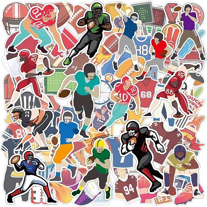 Football Stickers for Kids - 100 PCS Football Party Decorations for Super Game Bowl 2026 | Game Day Party Favors Supplies Decor - Toys Games Gifts Crafts for Toddlers