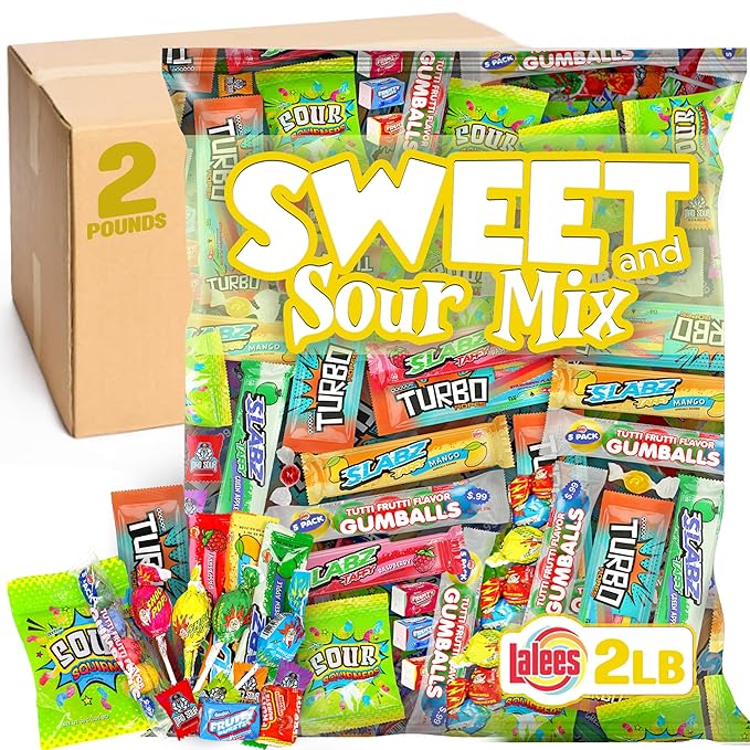 Sweet and Sour Candy Mix – 2 Pounds - Individually Wrapped Bulk Mix for Parties, Goodie Bags & Gifts – Assorted Super Sour Treats for Kids, Adults & Events