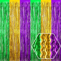 4 Pack Gold Green Purple Wave Foil Fringe Curtain Backdrop, 3.28Ft x 8.2Ft Metallic Tinsel Foil Fringe Streamer Curtains for Photo Booth, Mother's Day, Easter, Birthday, Wedding Party Decoration