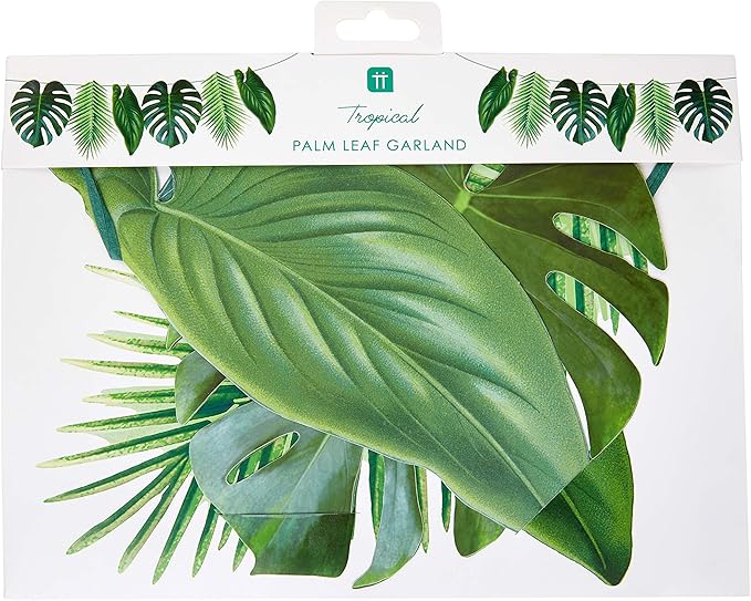 Tropical Palm Leaf Garland Party Decorations, Length 2.6M, 8.5 FT, Green