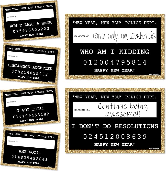 Big Dot of Happiness New Year's Eve - Gold - New Years Eve Party Resolution Mug Shots - Photo Booth Props Kit - 20 Count