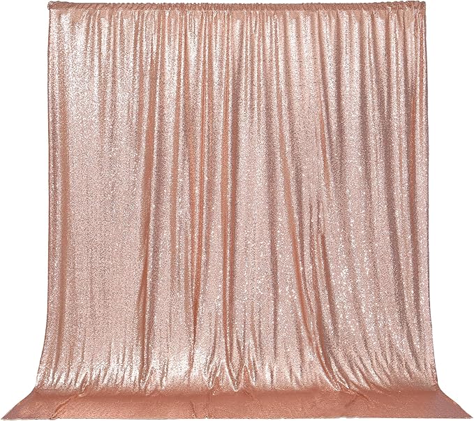 PartyDelight Rose Gold Sequin Backdrop 6x6ft - High Density 3mm Shimmer Sequin Background with 4-Inch Rod Pocket Sparkly Photography Curtain for Birthday, Wedding, Bridal Shower & Live Decor