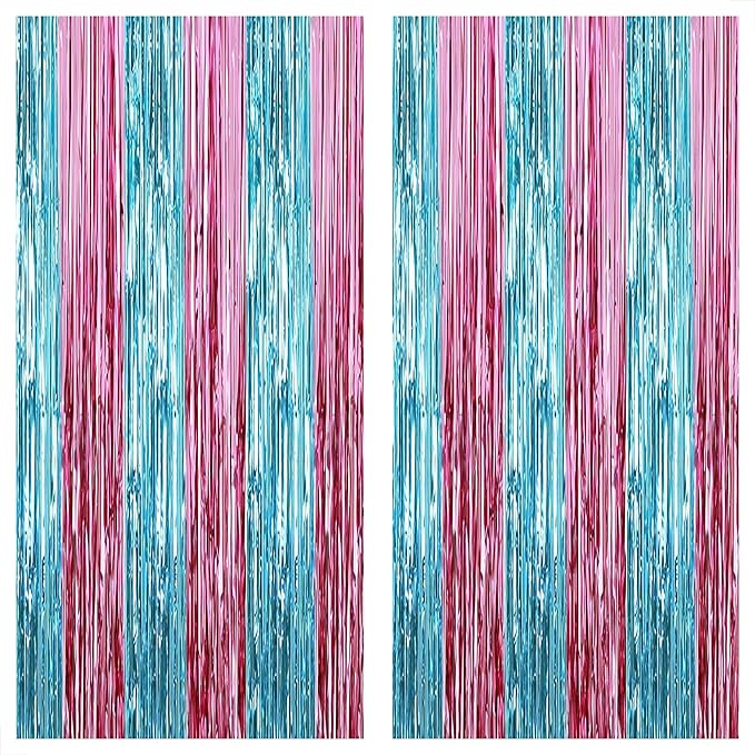 KatchOn, XtraLarge Pink and Blue Streamers - 3.2 x 8 Ft, Pack of 2 | Pink and Blue Streamers for Gender Reveal Decorations | Streamer Backdrop for Baby Shower, Unicorn, Mermaid Birthday Decorations