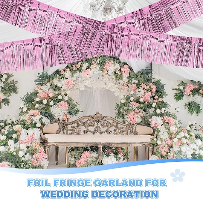 PATIKIL Foil Fringe Garland 10 Feet, 3 Pack Metallic Tinsel Streamers Fringe Banner Wall Hanging Curtain Backdrop for Wedding Birthday Christmas New Year Party Decoration, Light Gold