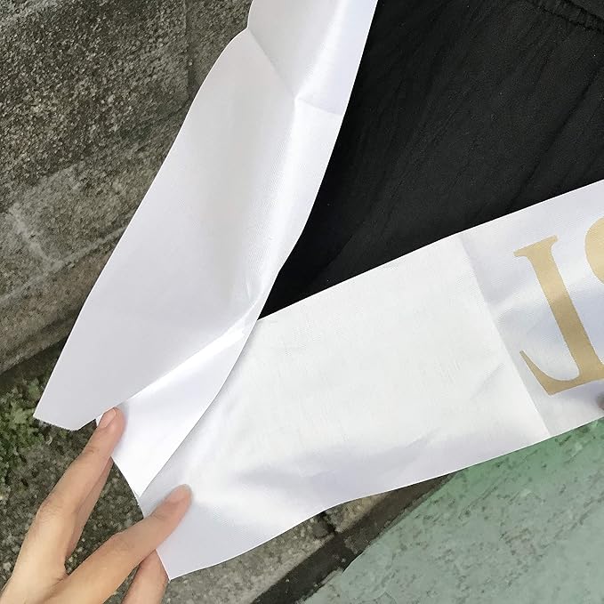 Birthday Sash for Girls White Satin Birthday Girl Sash with Gold Glitter Lettering Party Favors, Supplies and Decorations