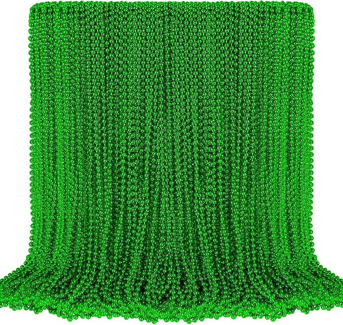 SHAOQINLIN 100 PCS St. Patricks Day Beads Necklace, 33" Green Mardi Gras Beads Christmas Necklaces Irish Saint Patricks Necklaces for St. Patricks Day Mardi Gras Parade Throws Birthday Party Favors