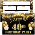 YSTEP 40th Birthday Party Invitations, 20 Black Gold Invite Cards with Envelopes, 4"x6" Foil Balloon Birthday Invites - B08