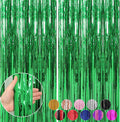 Crosize 2 Pack 3.3 x 9.9 ft Green Foil Fringe Backdrop Curtain, Streamer Backdrop Curtains, Streamers Birthday Party Decorations, Tinsel Curtain for St. Patrick's Day Parties, Galentines Decor