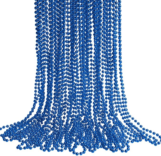 HOOSUN 30 PCS Blue Bead Necklaces,Christmas Beads Necklaces for Blue Party Favors,Mardi Gras Beads Necklace Parade Throw Accessories for Party,School Event,Pirate Theme Decorations
