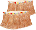 Hawaiian Themed Party Decorations, 2PCS Yellow Luau Party Table Skirt Decorations, 108 X 29.5" Table Skirt Flower Tropical Hula Dance Parties Supplies, Grass Table Skirt for Summer Beach Themed Party