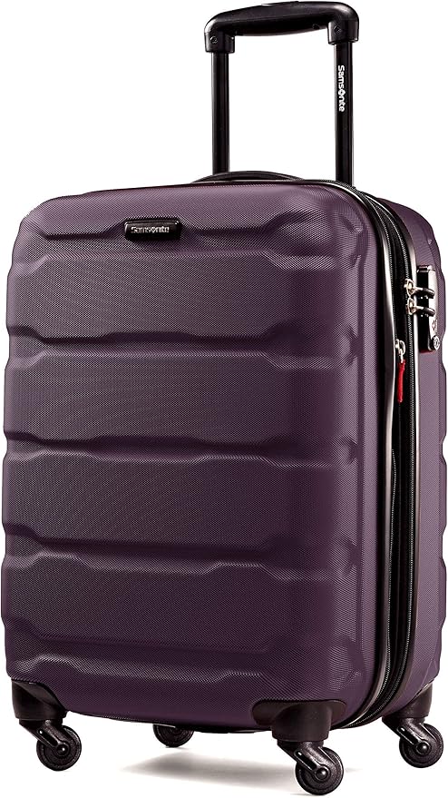 Samsonite Omni PC Hardside Expandable Luggage with Spinner Wheels, Purple, Checked-Medium 24-Inch