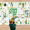 QZYL 54" x 108" Coloring St Patricks Day Crafts, Giant Coloring Table Cloth for Kids, Painting Poster Art Activities Banner Disposable St Patrick's Day Crafts for Home Classroom St Paddys Decorations