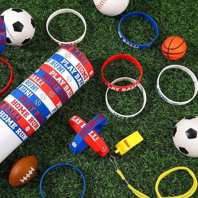 JUNEBRUSHS 42 Pcs Baseball Silicone Wristbands, Baseball Party Favors Rubber Bracelets for Boys Kids Sports Party Supplies Team Goodie Bag Gifts Baseball Team Accessories