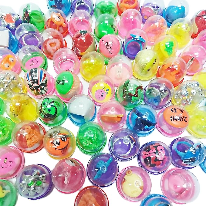 100Pcs Small Filled Toys Capsules, Party Bag Fillers, Birthday Party, Scool Rewards, Pinata's, Vending Machine for Kids