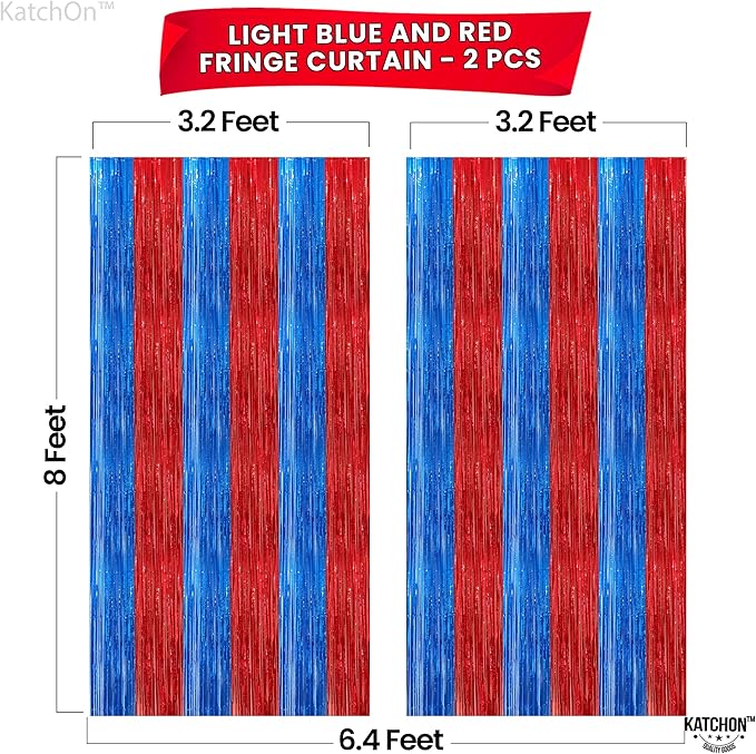 KatchOn Xtralarge Streamers - Red & Blue, 8x3.2 Feet | Fringe Curtain, Party & Carnival Decorations - Circus Theme