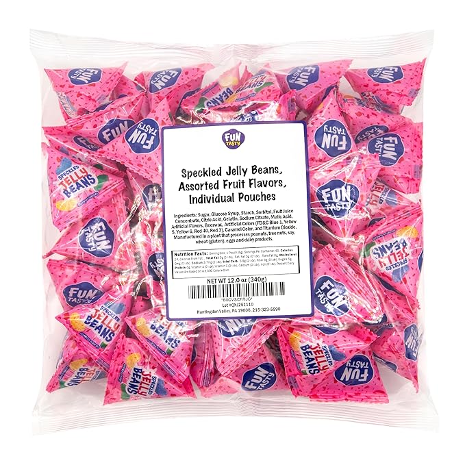 Jelly Beans - 60 Mini Packs - Easter Eggs Fillers - Individually Wrapped Candy for Classroom Rewards, Goodie Bags & Party Favors - Easter Candy - Fruit Flavors - Bulk Jelly Beans