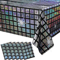 6 Pack Disco Tablecloth Party Decorations, Shiny Iridescent Disposable Laser Rectangle Table Covers, Silver Holographic Plastic Table Cloth for 70s Disco Birthday Theme Party Decorations, 39 x 108Inch
