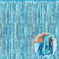 6 Pack Light Blue Foil Fringe Curtains Backdrop, 3.28 x 9.8 Ft Metallic Streamers Tinsel Curtains Background for Photo Booth, Birthday, Halloween, Christmas, Thanksgiving, New Year Party Decorations