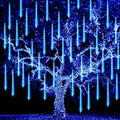 TW SHINE Christmas Lights Outdoor, 288 LED 12" 8 Tubes Meteor Shower Lights Outdoor Christmas Decorations Plug in, Waterproof Snow Falling Rain Icicle Xmas Light for Tree Decor, Blue