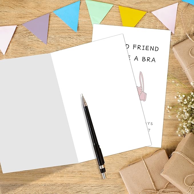 Funny Birthday Card for Women, BBF, Sister, 'A Good Friend Is Like A Bra' Friendship Card for Bridesmaid