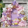 Princess Balloon Garland Arch Kit, 161pcs Pastel Pink Purple Chrome Gold Balloons with Castle Carriage Star Foil Balloons for Girls Princess Birthday Party Supplies Baby Shower Decorations